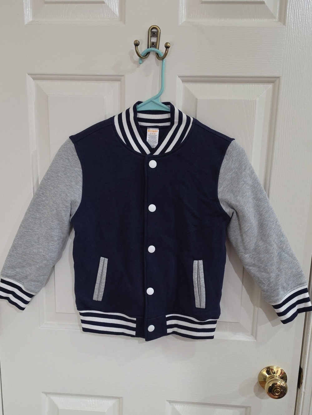 NWT Gymboree Boys Varsity Jacket Navy Blue & Grey Bomber Size S (5-6)